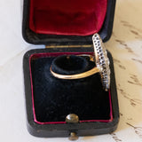 Vintage 18K gold navette ring with diamonds (2.80ctw approx.), 1940s / 1950s