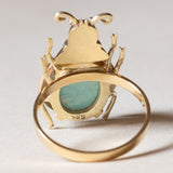 🪲 Anello convertito da copri bottone a insetto in oro 18K e in oro 14K con turchese