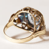 Anello vintage in oro 14K con spinello azzurro, anni ‘60/‘70