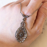 Collier Art Nouveau in oro 18K e argento con diamanti, anni ‘10/‘20