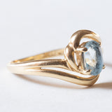 Anello vintage in oro 18K con topazio azzurro, anni ‘50/‘60