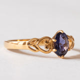 Anello vintage in oro 8K con iolite viola, anni ‘70/‘80