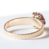 Anello retrò in oro 18K con rubini e perla, anni ‘40