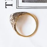 Art Deco solitaire in 18K gold and silver with approx. 1ct diamond, 1920s