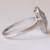 Anello Art Déco in platino e in oro bianco 18K con acquamarina e diamanti, anni ‘30