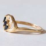 Anello vintage in oro 18K con topazi e diamanti, anni ‘50/‘60
