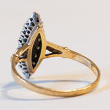 Anello a navette vintage in oro 18K con diamanti (0.20ctw ca.), anni ‘50/‘60