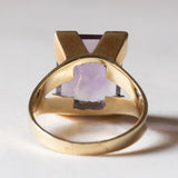 Anello vintage da cocktail in oro 14K con ametista (7ct ca.), anni ‘60/‘70