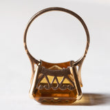 Anello vintage da cocktail in oro 18K con quarzo citrino (15ct ca.), anni ‘60