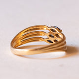 Anello vintage in oro 18K con zaffiri, anni ‘50/‘60