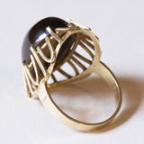 Anello vintage in oro 14K con occhio di tigre, anni ‘70