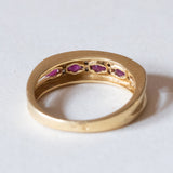 Anello vintage in oro 18K con rubini e diamanti (0.08ctw ca.), anni ‘70