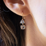 Boucles d'oreilles vintage en or 14 carats avec aigues-marines, années 70/80