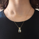 Ciondolo vintage in oro 8K con topazio azzurro, anni ‘70