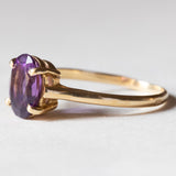 Anello vintage in oro 18K con ametista, anni ‘50/‘60