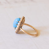 Bague Turquoise Antique en Or 18K et Perles, 1930s