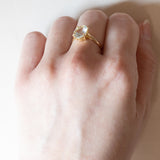 Anello vintage da cocktail in oro 18K con acquamarina, anni ‘50
