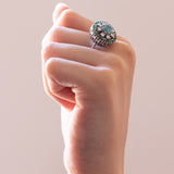 Vintage 14K white gold ring with emeralds (1.48ctw approx.) And diamonds (0.40ctw approx.), 60s / 70s