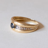 Anello a fascia vintage in oro 18K con topazio, anni ‘50/‘60