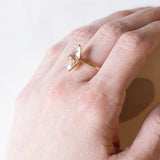 Anello vintage in oro 18K con quarzo azzurro, anni ‘50/‘60