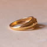 Vintage 18K gold band ring with blue topaz, 60s / 70s