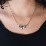Collana vintage in oro bianco 14K con diamanti (0.80ctw ca.) e zaffiri, anni ‘60