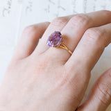 Vintage cocktail ring in 18K gold with dark purple amethyst, 1960s