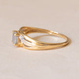 Anello vintage in oro 18K con pasta di vetro azzurra, anni ‘50
