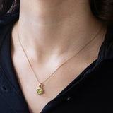 Ciondolo vintage in oro 9K con peridoto verde, anni ‘70/‘80