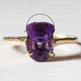 Anello vintage in oro 18K con ametista, anni ‘50/‘60