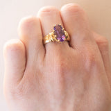 Anello vintage in oro 18K con ametista, anni ‘60
