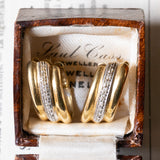 Orecchini vintage a cerchio in oro 18K con diamanti, anni ‘60/‘70