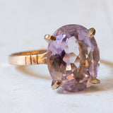 Anello vintage da cocktail in oro 18K con ametista viola chiaro, anni ‘60