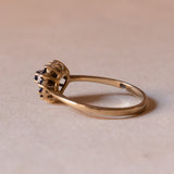 Anello vintage a cuore in oro 18K con topazi e diamante, anni ‘60/‘70