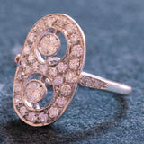 Bague de style Art Déco en or blanc 18 carats avec diamants (0,80 ct env.)