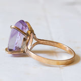 Anello vintage da cocktail in oro 18K con ametista viola chiaro, anni ‘60
