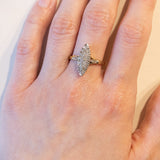 Anello a navette vintage in oro 18K con diamanti (0.20ctw ca.), anni ‘50/‘60