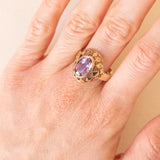 Anello vintage in oro giallo 8K con ametista (2.50ct ca.), anni ‘60/‘70