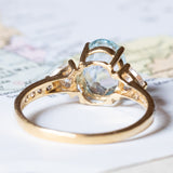 Vintage 18K gold ring with synthetic blue spinel and white stones, 1980s