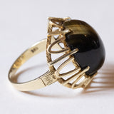 Anello vintage in oro 14K con occhio di tigre, anni ‘70