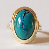 Anello vintage in oro 14K con turchese, anni ‘60