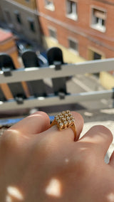 Bague vintage en or 14 carats avec diamants taille marquise, années 1950/1960