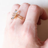 Anello vintage in oro giallo 18K con acquamarina (0.65ct ca.), anni ‘70/‘80