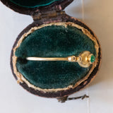 Anello vintage in oro 14K con smeraldo cabochon e diamanti, anni ‘60