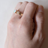 Anello vintage in oro 14K con opale e diamanti (0.14ctw ca.), anni ‘70