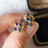 Orecchini vintage in oro 18K con zaffiri e diamanti, anni ‘70