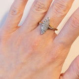 Anello a navette vintage in oro 18K con diamanti (0.20ctw ca.), anni ‘50/‘60