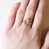 Anello vintage in oro 18K con quarzo azzurro, anni ‘50/‘60