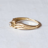 Solitario vintage in oro 18K con pietra imitazione di diamante, anni '60/'70