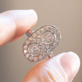 Bague de style Art Déco en or blanc 18 carats avec diamants (0,80 ct env.)